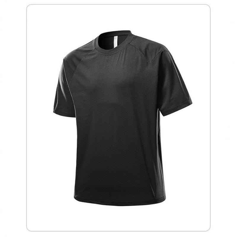 Men's Light Grey Raglan Sleeve Sports T-Shirt, Casual Quick Dry Short Sleeve Athletic Top