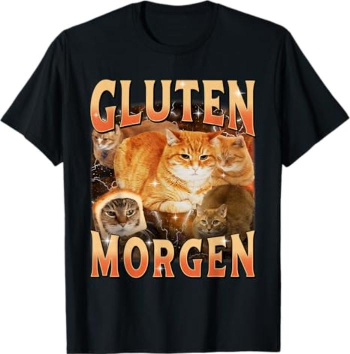 Gluten Morgen Funny Cat Meme Silly Cats Kitten Cat Lovers T-Shirt S разноцветный