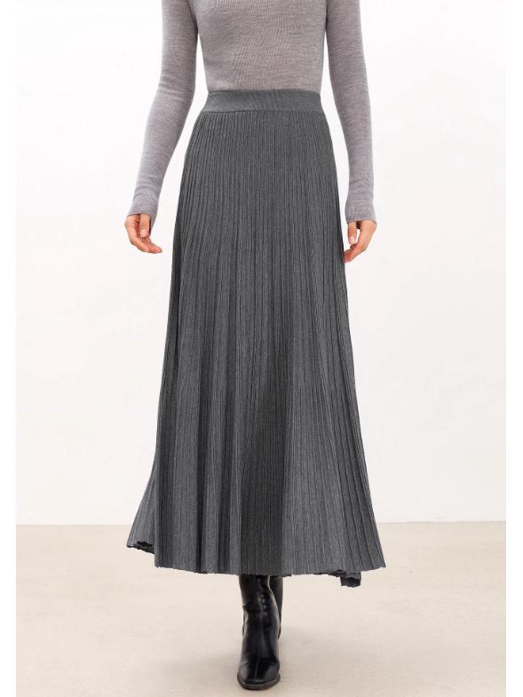 Warm Pleated A-line Knit Skirt - Winter Versatile Commute