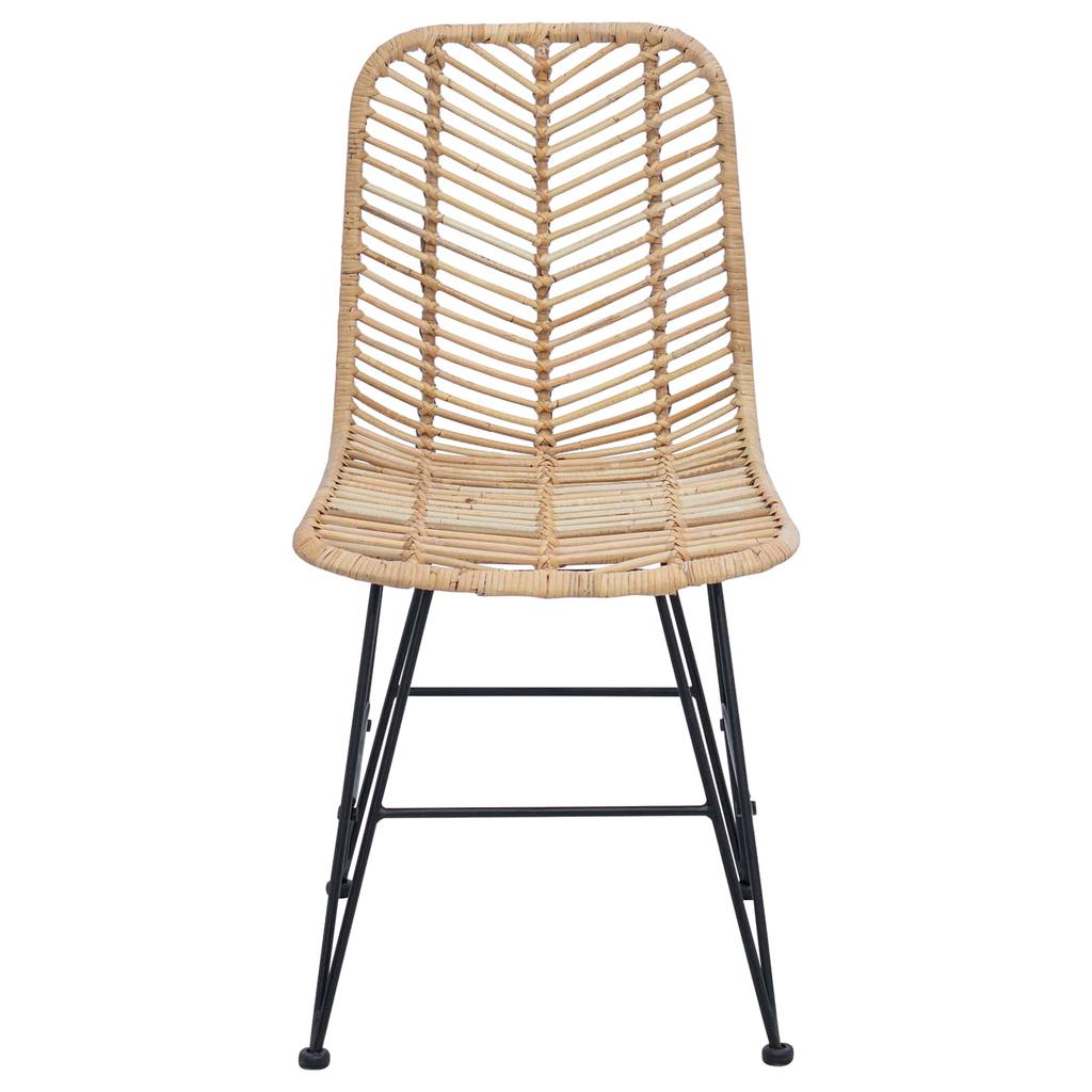 Dining Chair Set of 2 Rattan and Iron Natural Finish 44.5 X 54.5 X 85 Cm