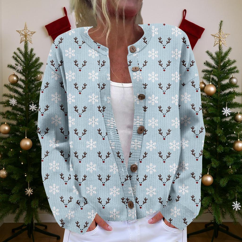 Women's Cardigan Long Sleeve Lightweight Fun Christmas Print Jacket