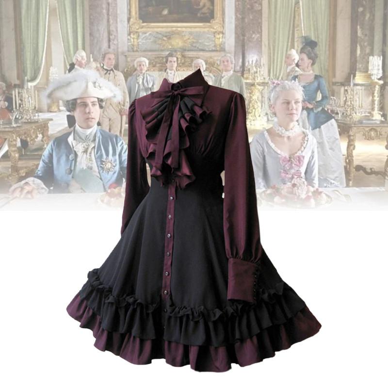 Butterfly Medieval Gothic Bow Dress Cosplay Costume Steam Punk Womens Dress Cos