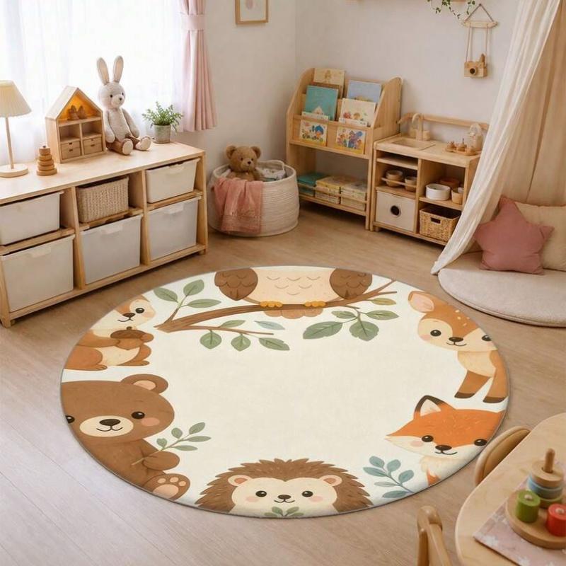 Roze Wit Roze Bloemen Rond Tapijt Antislip Zacht Rond Vloerkleed Slaapkamer Esthetisch Huisdecoratie Mat 40x40cm