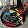 3D Retro Vintage Motorcycle Cartoon Round Area Carpet Rug for Living Room Bedroom Kid Playroom Decor,Pet Area Rug Non-slip Gift