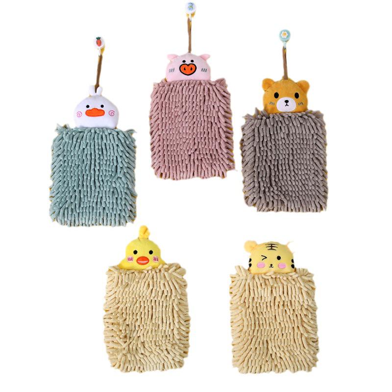 Chenille Cartoon Quick-Dry Hangable Hand Towel for Kitchen & Bathroom