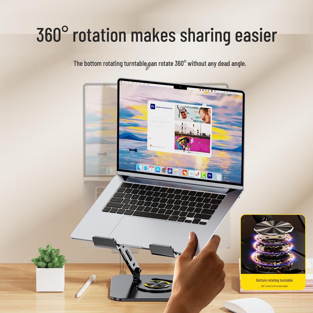 Universal Portable Laptop Stand - Carbon Steel, Non-Slip Silicone, Folding Aluminum Alloy Design