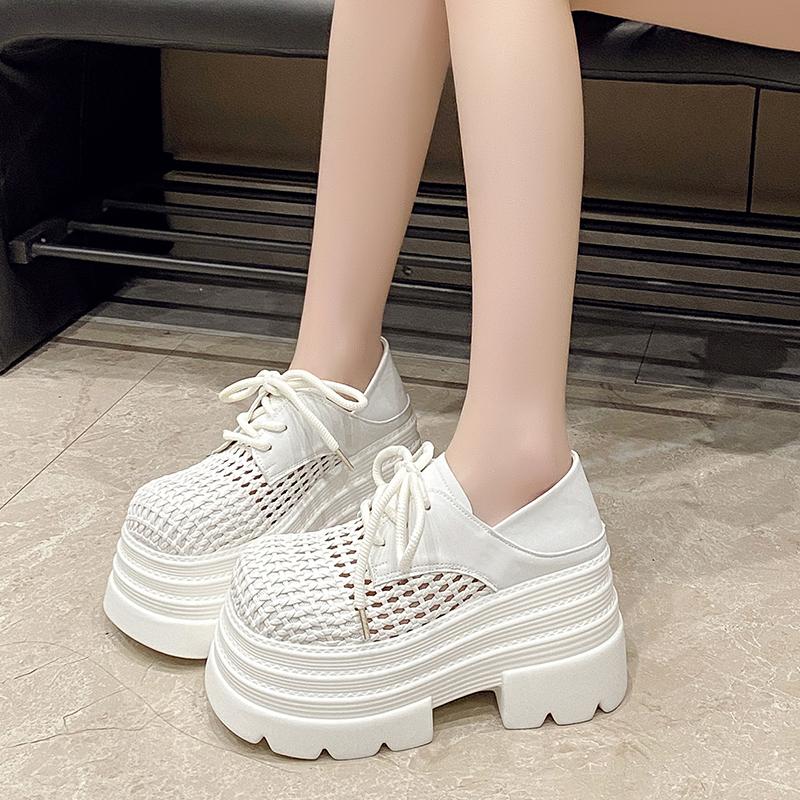 Fashion 10CM Women High Heels New Summer Pumps Females Lace-up Platform Chunky Sneakers Wedge Sandals Slides Shoes Zandalias De Mujer