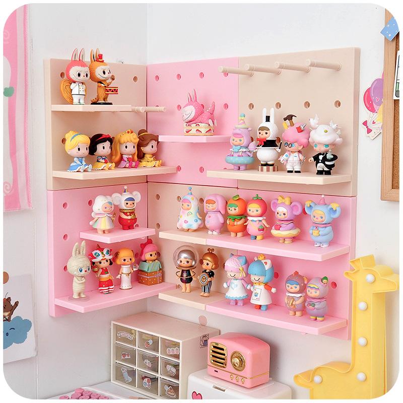 Assembly Wall-mounted Hole Board Wall Shelf Free Punching Hanger Bookshelf Figure Display Shelves Stand Bedroom Desk Wall Storage Holder