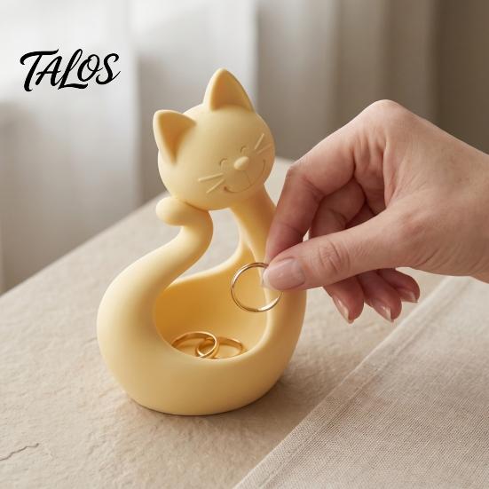 Multipurpose Storage Plate Cat Shape 3D Printed Tray, Matte Finish Decorative Desktop Creative Home Ornament Durable PLA for Bedroom Dressing