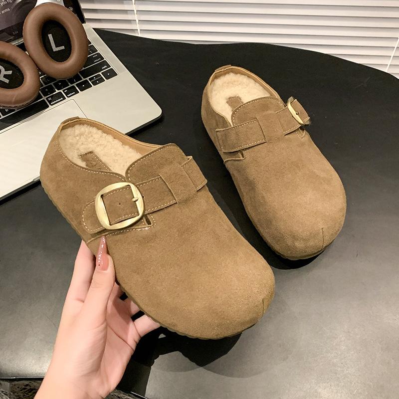 Lazy version~ retro slippers outer wear 2025 autumn new thick-bottomed casual bag head half slippers women's Boken tow