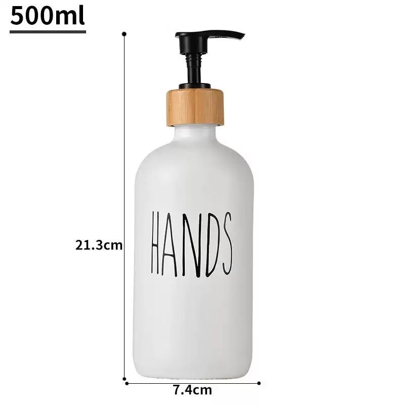 

ZISIZ 16oz Glass Pump Dispenser Bottles, DISHES Label, Set of 3
