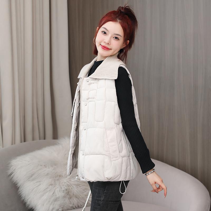 Autumn and winter new down cotton vest female Korean version student loose cotton jacket vest lapel vest jacket female