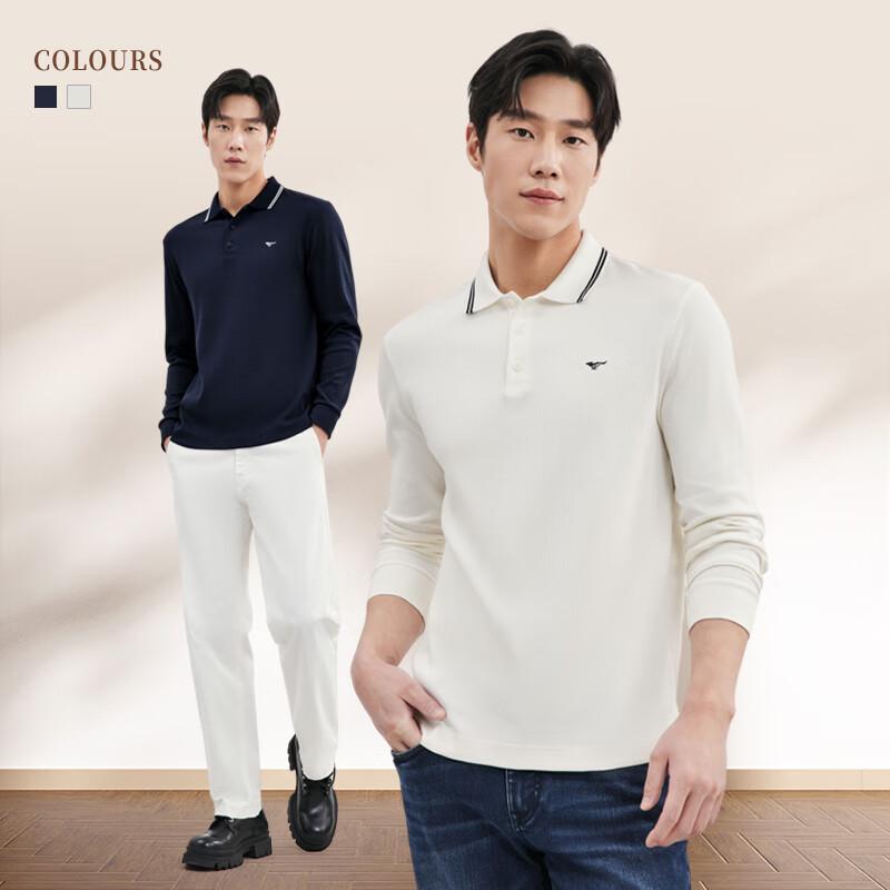 SEPTWOLVES Men's Waffle Long-Sleeve Polo Shirt