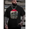 European Size Shibuya Tokyo Men'S T-Shirts And Shirts, Outdoor Sports And Casual, Latest Free Style Printed And Larger Size Loose Base Shirt