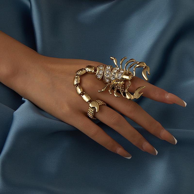 DIEZI Hip Hop Gold Color Rhinestone Scorpion Ring Sets For Women Girls Party Vintage Punk Finger Joint Knuckle Ring Jewelry New