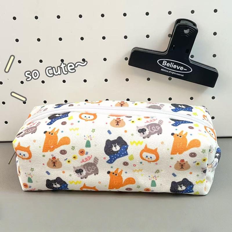 Cartoon Cute Animal Pencil Case Large Capacity Storage Pen Bag Student Stationery Makeup Bag Travel Organizer Bag Gifts