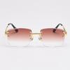 Rectangular Sun Glasses  90s Classic Fashion Summer Street Shot Decoration Luxury Metal square Frameless Sunglasses