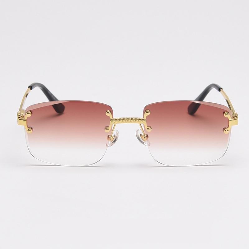 Rectangular Sun Glasses 90s Classic Fashion Summer Street Shot Decoration Luxury Metal square Frameless Sunglasses