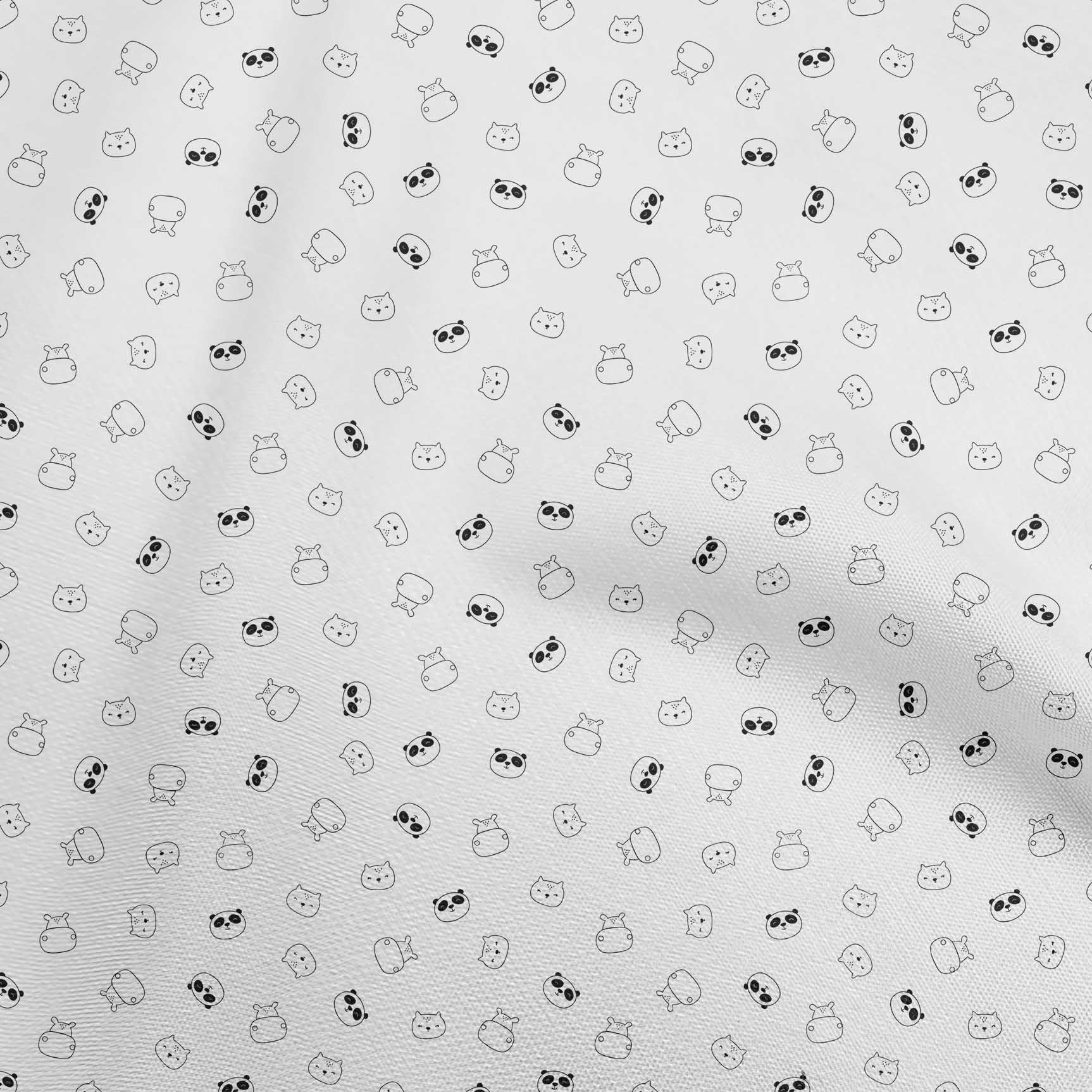 

OneOone Cotton Flex Grey Fabric Panda & Hippo Швейні ремісничі проекти Друк на тканині 40 дюймів 42 Inch Wide - Viscose Chiffon білий