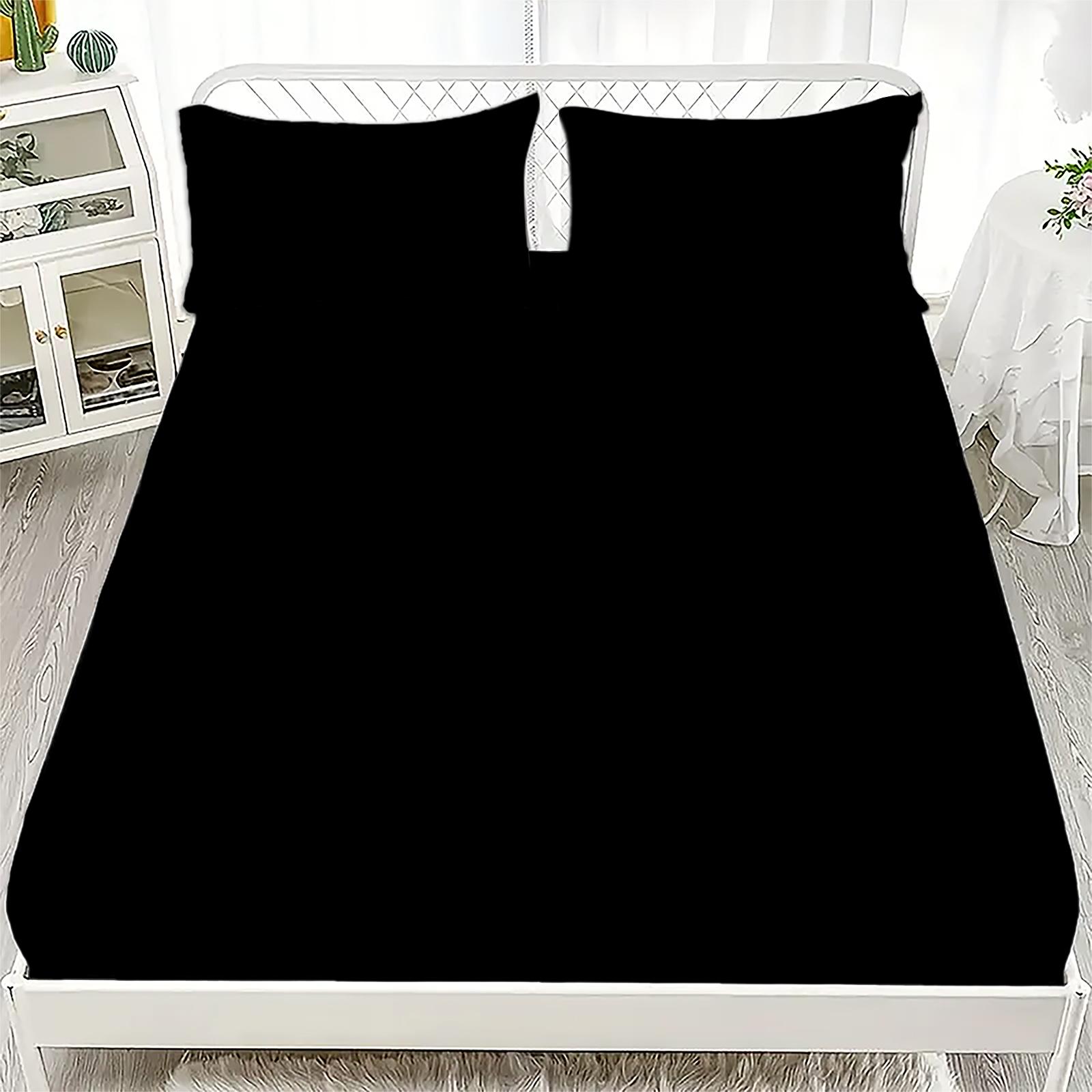 

1PC Cool Black Polyester Sheet Soft Digital Print Fitted Sheet Without Pillowcase Halloween Decor Gift For Adult Bed Linen 90x200x25cm