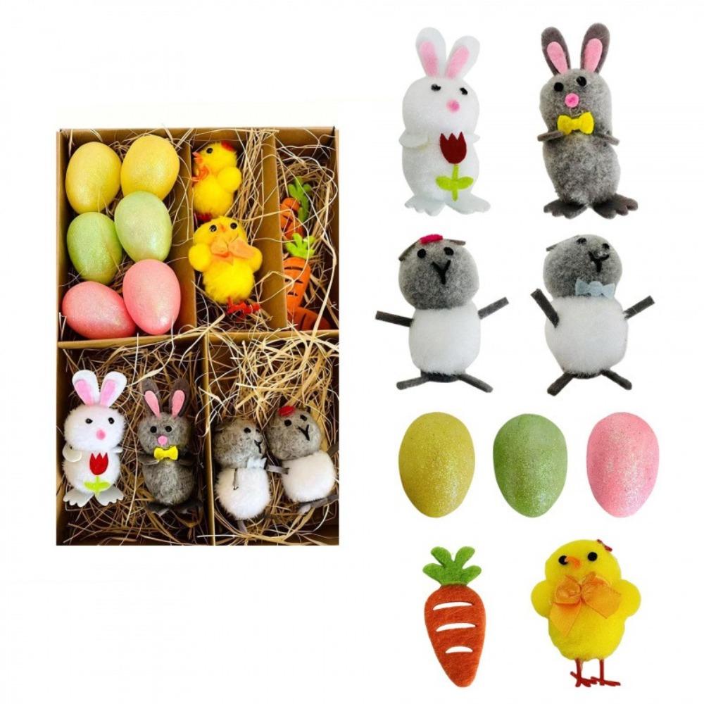 Fun Happy Easter Easter Eggs Chick Ornament Realistic Cute Rabbit Figurine Handmade Easter Decoration Festival Party
