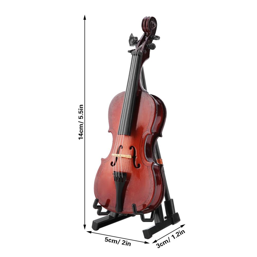 4pcs Wooden Miniature Cello Replica With Stand Mini Musical Instrument  Gift For Music Lovers