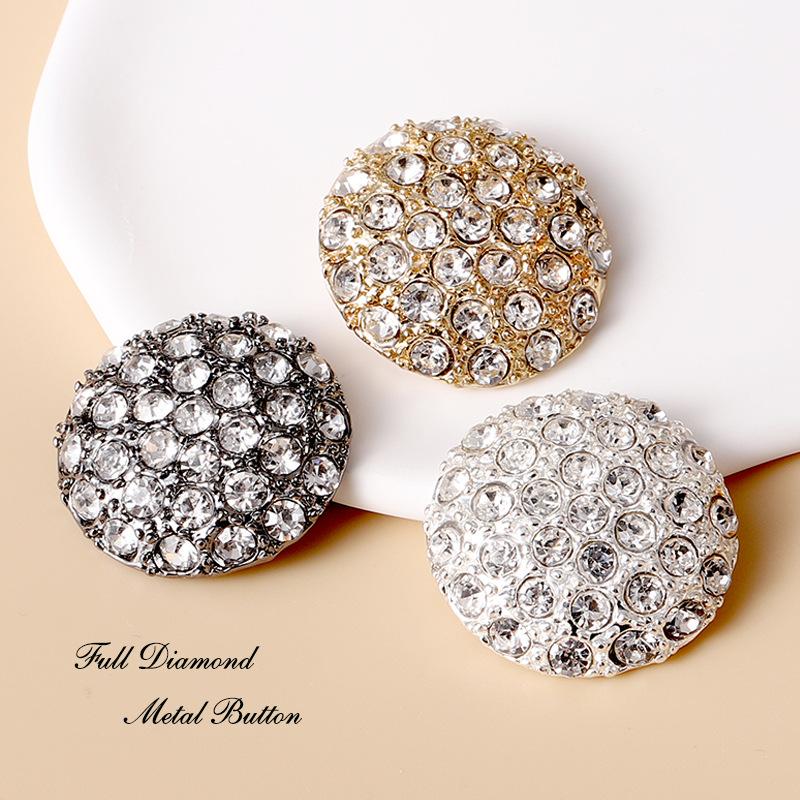 10PCS/Lot 15/23MM Trench Coat Luxry Full Rhinestone Sweater Metal Buttons Sewing Lady's Blouse Big Buttons