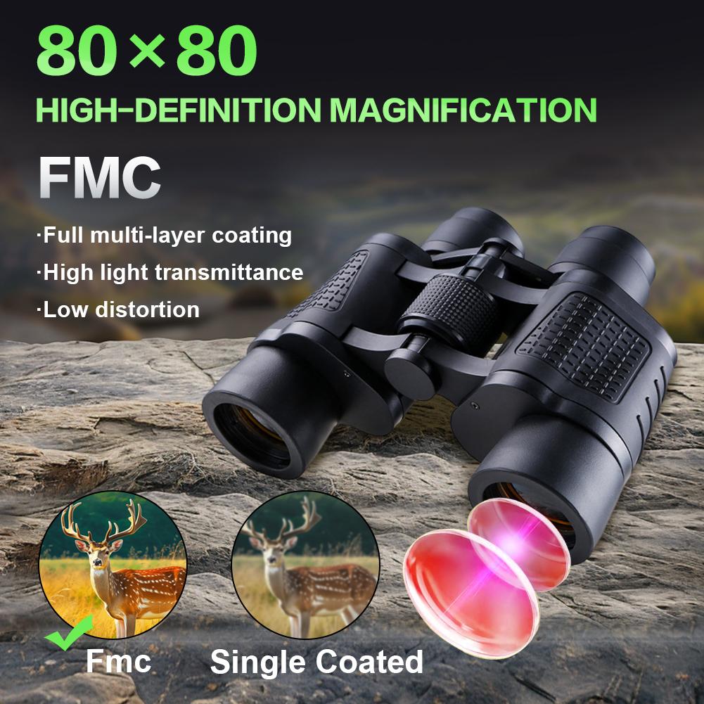 80x80 Outdoor Binoculars Lightweight Powerful Telescope Low Light Night Vision Telescope for Outdoor Sports Games and Concerts