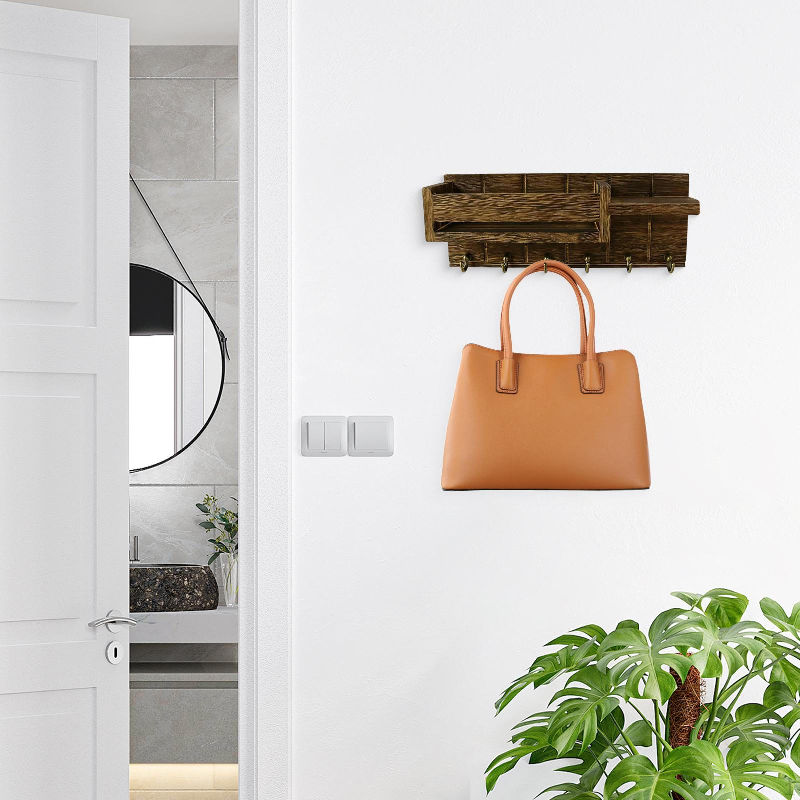 

6-Hook Wall-Mounted Key Holder, Rustic And Sturdy Organizer, Rack for Home, , Porch коричневый