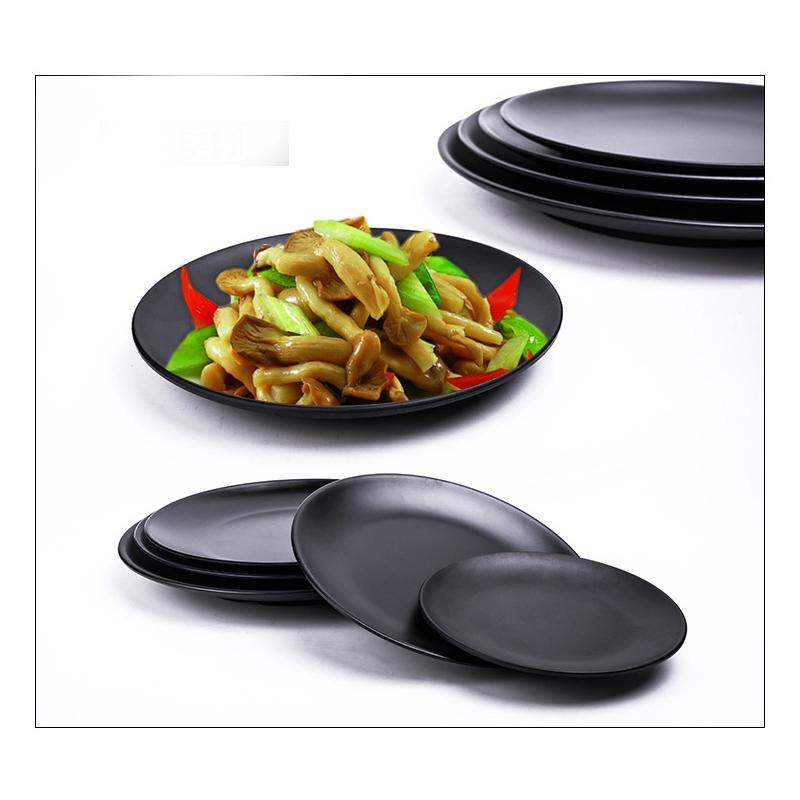 Black Frosted Japanese Style Covered Rice Barbecue Plate Sushi Snack Melamine Imitation Porcelain Tableware Shallow Flat R