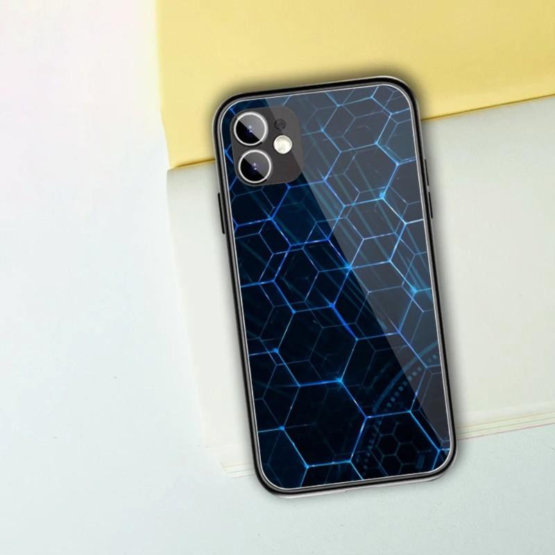 

Крутой шестиугольный решетчатый чехол для телефона iPhone 13 12 11 XS X 8 7 6 Plus Mini Pro Max SE 2022 черный чехол для телефона из поликарбоната и термополиуретана iPhone SE 2020-2022