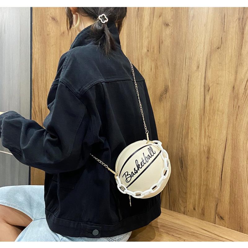 Tooxika Damen Neue runde Basketball-Handtasche mit Ball, vielseitige Umhängetasche, kleine Tasche