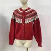 FL223433 Women's Chic Coco Style Red Cardigan for Autumn & Winter Seasons