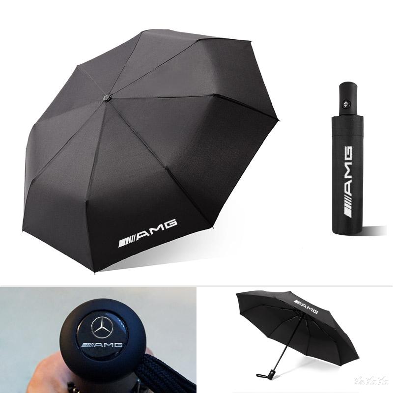Car Folding Umbrella Portable Automatic Sunshade Auto Accessories For Benz AMG W204 W205 W203 W211 W212 W213 W201 W210 Stickers QT1