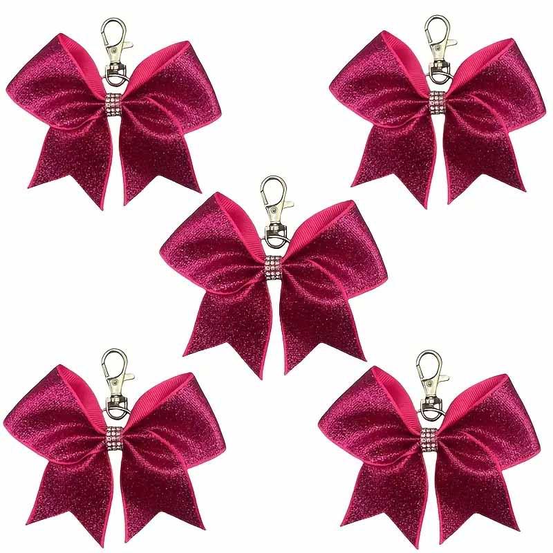 Shiny Leather Bow Keychain with Rhinestones - Fashionable Gift Charm