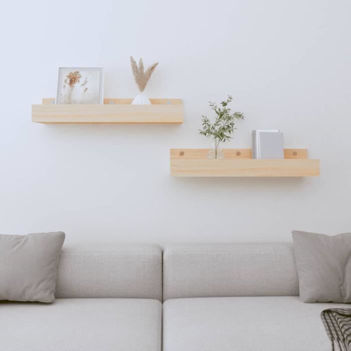 823584 vidaXL Wall Shelves 2 Pcs 50x12x9 Cm Solid Pine Wood