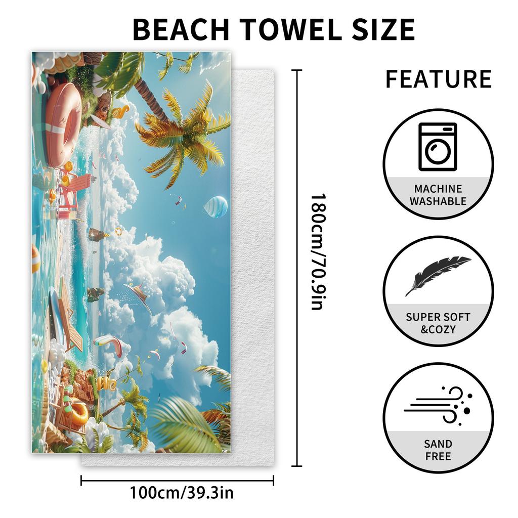 New, Double-sided Velvet Beach Towel Quick-drying Sports Towel Printed Bath Towel