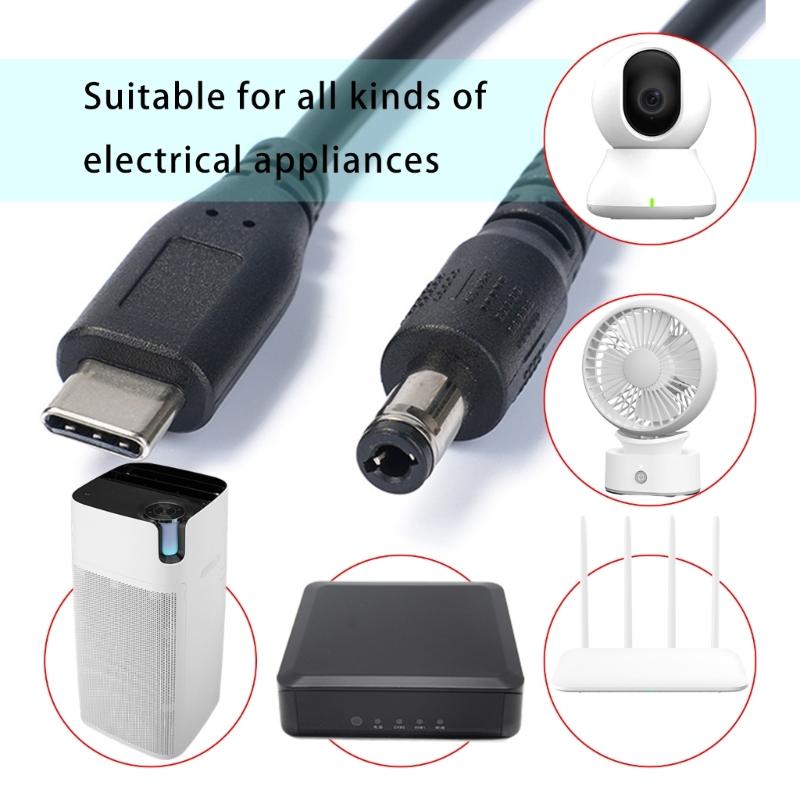 Type C Male to 5.5x2.1mm 9V/12V/20V Power Connector Charging Cable for Monitoring Cameras Printer Router LED Light