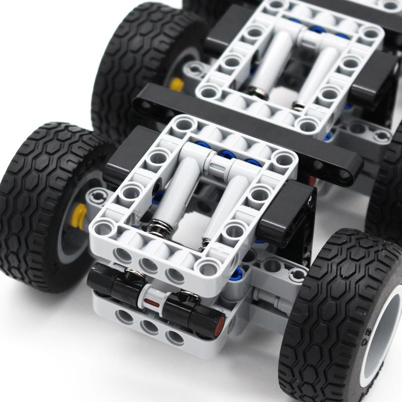 Non-Toxic 6-Wheel Trailer Assembly Mini Three-Axis Chassis Building Blocks 119Pcs Mechanical Unit Model Moc Technical Bricks Assembly