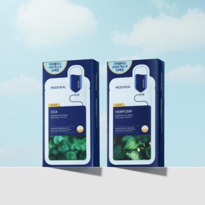 Derma Plus Moisture & Soothing Mask 20-Pack  Cica & Houttuynia for Sensitive Skin