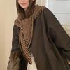 Elegant Triangle Striped Scarf Comfortable Knit Wool Scarf Decorative Neck Warmer  Women
