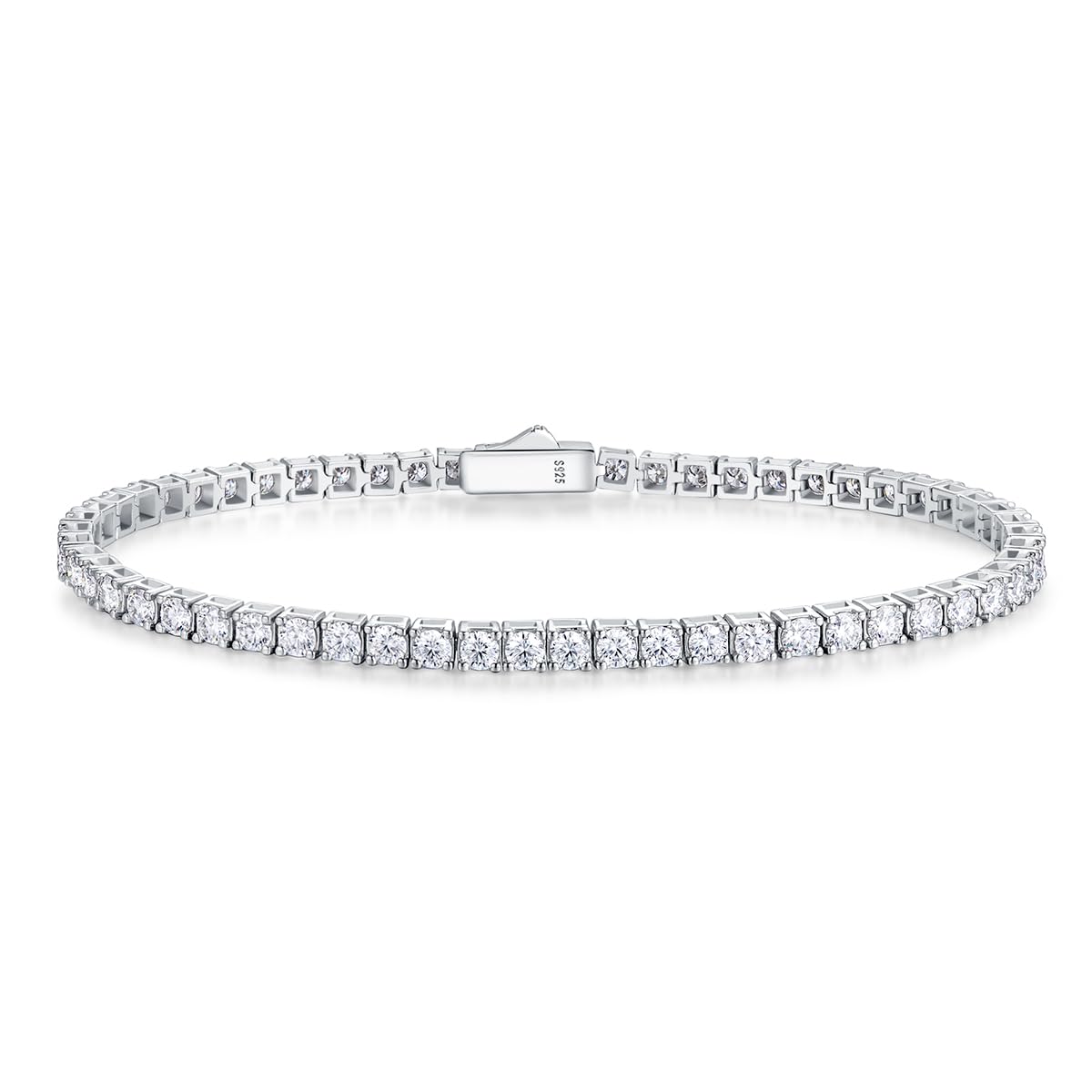 

FANCIME Tennis Bracelet Moissanite 3mm Diamond Round Cut Bracelet Silver S925 Day Birthday Anniversary Present Gift Wrapping Included Women s 16.5cm