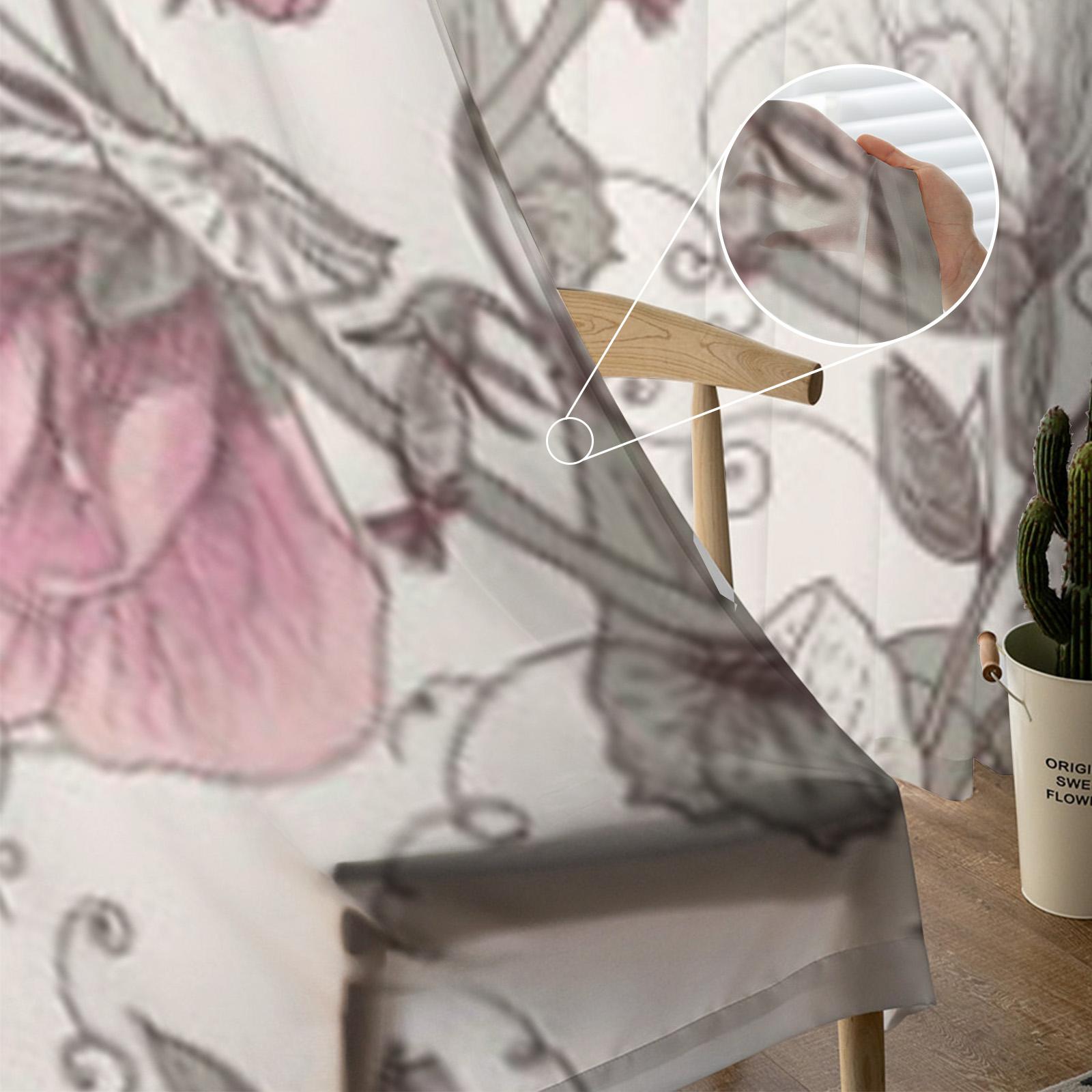 Цветочные с цветущим горошком прозрачные занавески для гостиной спальни вуалевые — фото 4