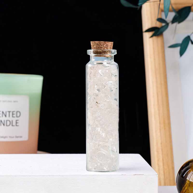 

Natural Crystal Wishing Bottle Home Decor Mineral Chips Quartz Stone Chakra Gemstone Lucky Drifting Glass Bottle Birthday Gifts