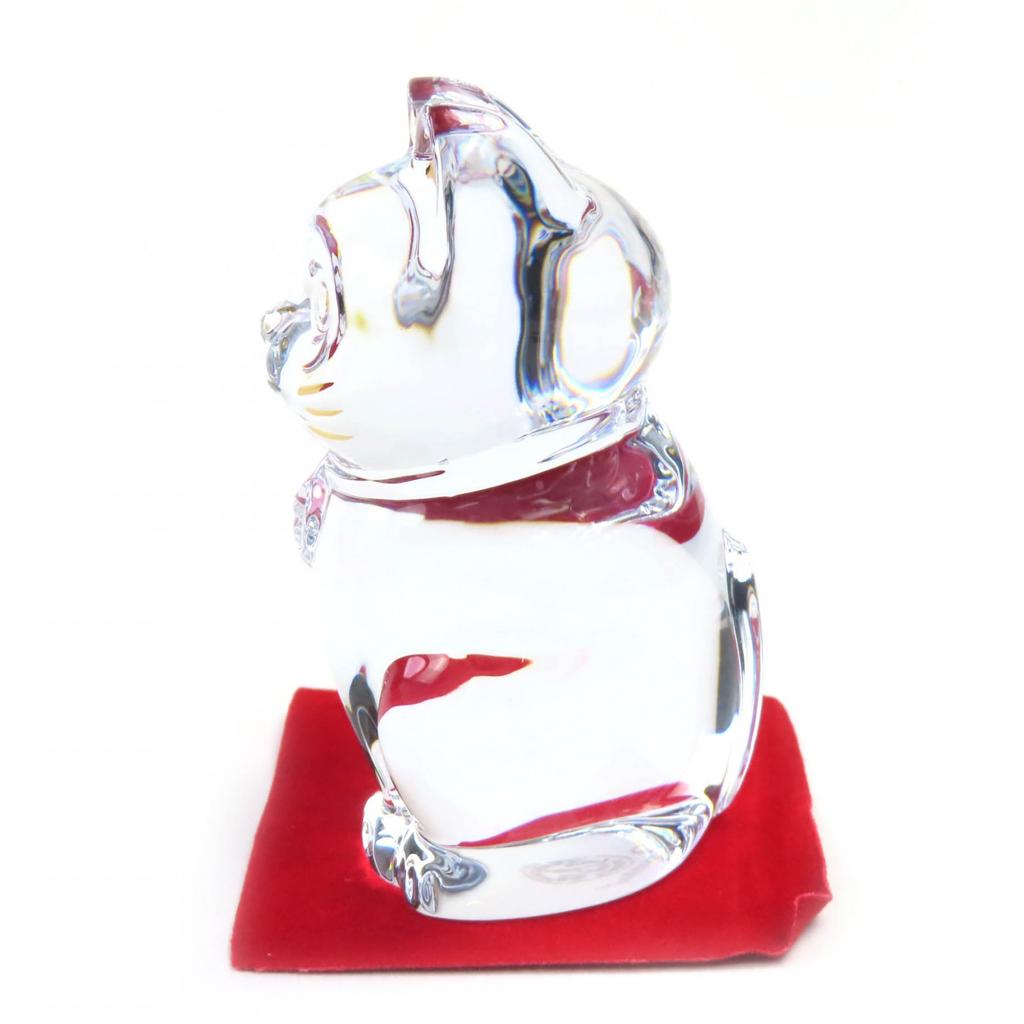 Excellent Baccarat object Lucky Cat clear crystal Women Used