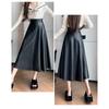 Fashionable A-line Skirt for Women Leather Skirts High Waist Knee-length Skirt