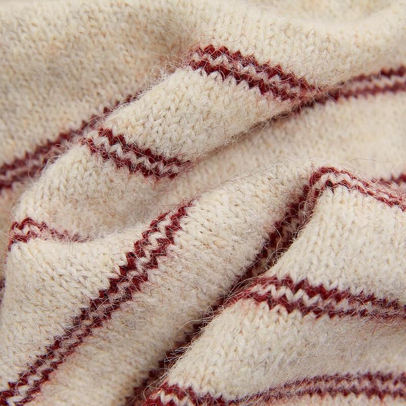 Women's Wool Blend Striped Knit Top with Heart Buttons