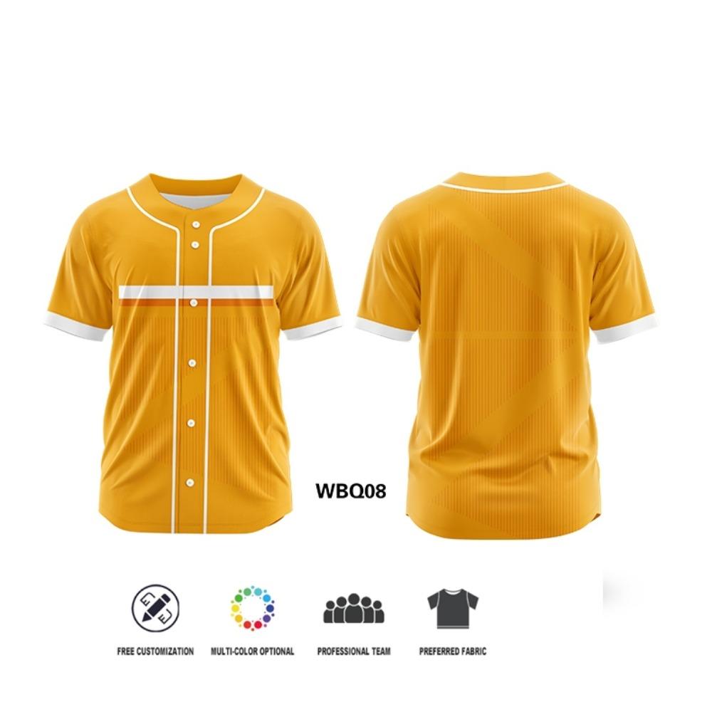 Maßgeschneiderte Baseball-Trikots mit durchgehendem Knopf Mehrfarbige Baseball-Kleidung T-Shirt Sublimationsdruck Teamname Logo Baseball-Uniformen WBQ10