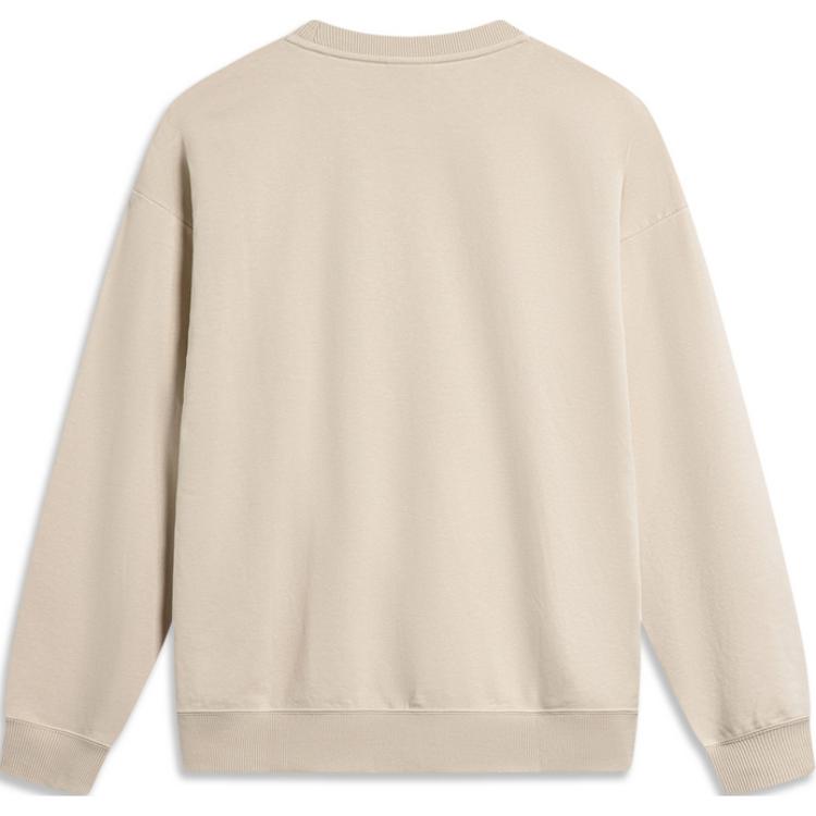 Li Ning Color Block Round Neck Comfortable Breathable Versatile Loose Sweatshirt Men Sweatshirt Fog-Khaki AWDTA17-3