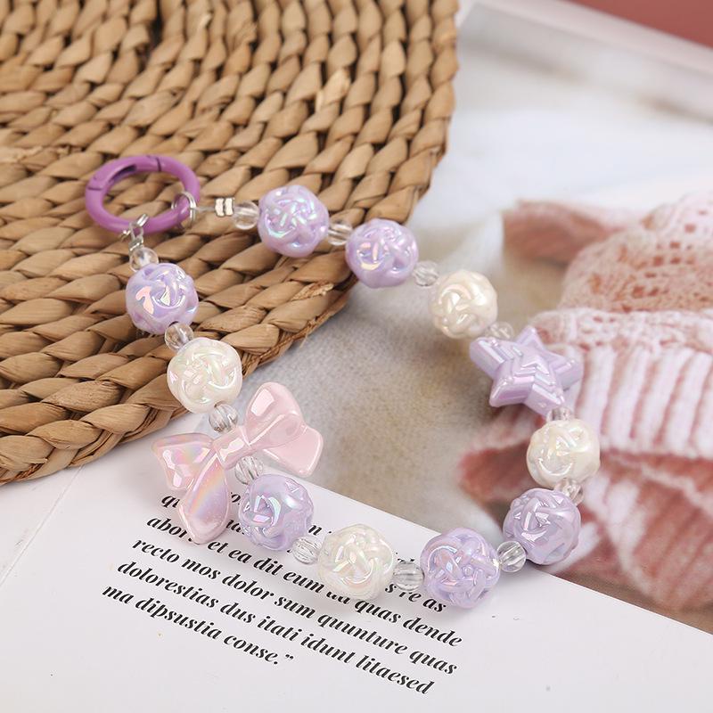 

Candy Color Butterfly Beaded Phone Chain & Star Keychain Pendant фиолетовый